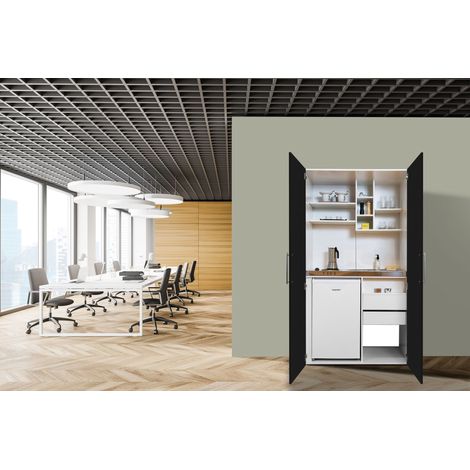 Cuisine Cuisine de bureau Mini-cuisine Single Blanc Noir Peter 104 cm Respekta (1/4)