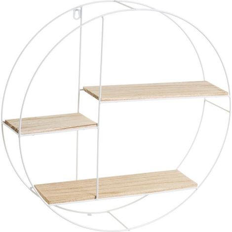 Étagère Murale avec 3 étagères en Bois et métal en Blanc et Naturel (1/5)