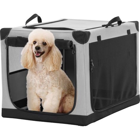 1 - Cage Pour Chien - Caisse Transport Pliable - Structure En Aluminium Et Tissu Oxford - Aération Optimale Pour Voyage - Gris - 60x45x45cm