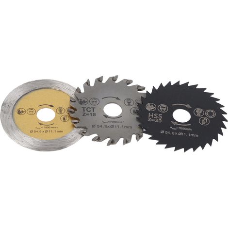 3 Stück 54,8 mm HSS Mini-Holzkreissägeblatt, Trennblatt, Rotationswerkzeug-Dorn (1/5)