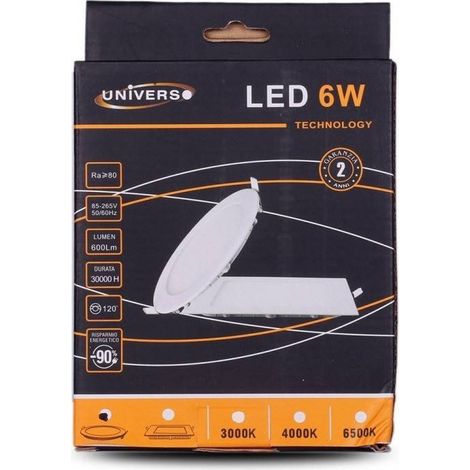 6w Slim Led Panel Recessed Round Pvc Warm Natural Cold Light P105at (1/2)