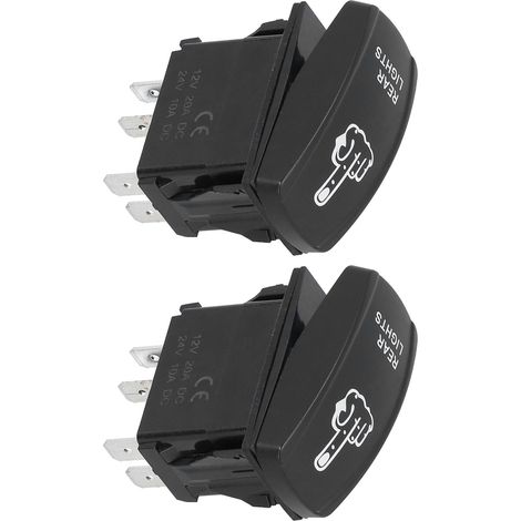 Lot de 2 interrupteurs à bascule étanches marche/arrêt pour voitures, bateaux et camions, 5 broches, 12-24 V, modèle à encoche. (1/5)