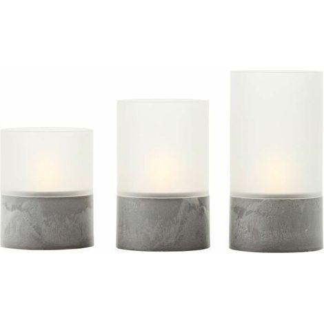 Lampada da appoggio LED Brilliant BOUGIE set da 3 Grigio/Bianco opaco 2500K IP44 (1/5)