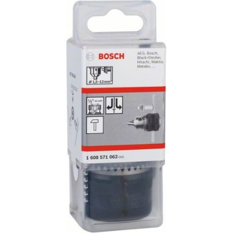 Bosch Modelo 1608571062 Mandril con llave negro y acero inoxidable