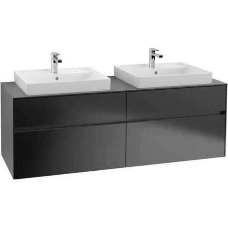 VB WTUS Collaro C024B0 1600x548x500mm avec éclairage, 4 tiroirs coulissants pour 2 WT, laque noire mate