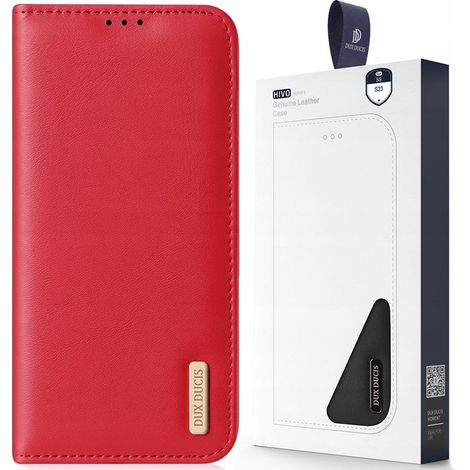 Funda Dux Ducis Hivo para Samsung Galaxy S23+ con tapa tipo cartera y soporte, bloqueo RFID, color rojo. (1/5)