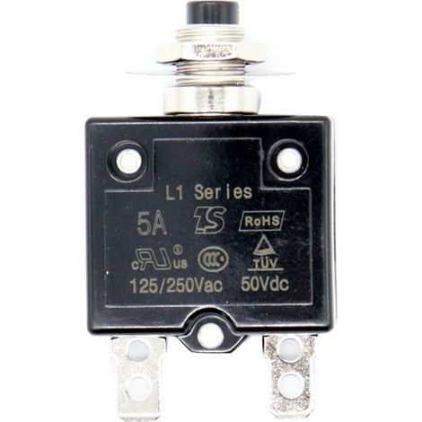 Disjoncteur Thermique Réarmable 5A 12V 24V Bouton-Poussoir Avec Bouchon Étanche Pour Panneau