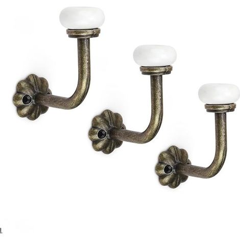 Crochet Porte Manteau, 3 Pièces Patere Vintage, Céramique Porte Manteau Mural, Alliage de Zinc avec 6 Vis, Patere Murale pour Suspendre Vêtements, Chapeaux (1/5)