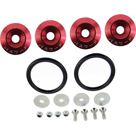Kit de fixations rapides JDM complet, surface d'oxydation anodique haute résistance pour voiture, rouge (1/5)