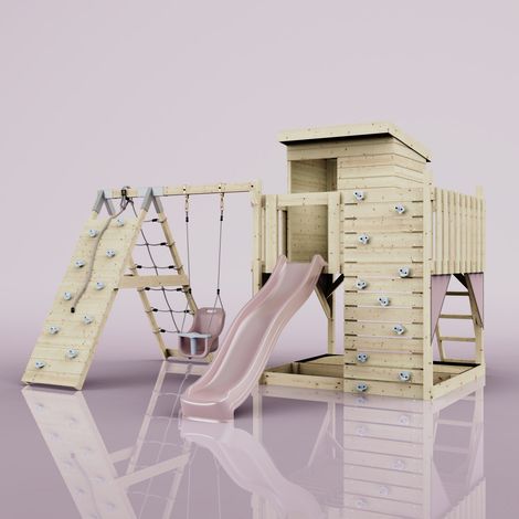 PolarPlay Tour de jeux Freja Rosa 414 x 396 cm Balançoire bébé