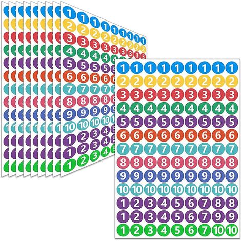 autocollants numérotés colorés imperméables bureau casier maison rangement (1/4)
