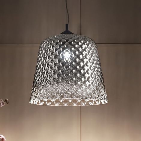 Lampadario moderno led gea luce alice sp e27 vetro sfumato fumè lampada soffitto