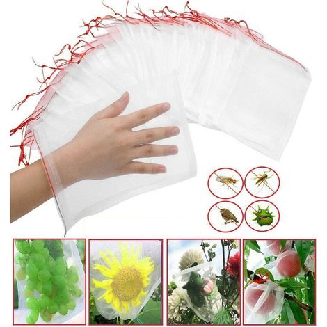 100 pcs Sac de Protection Fruits Résille Nylon Filets pour Jardin Sac de Protection de Raisin 30 x 20 cm pour La Protection des Végétaux Évitez Les Insectes Oiseaux Outils de Jardin