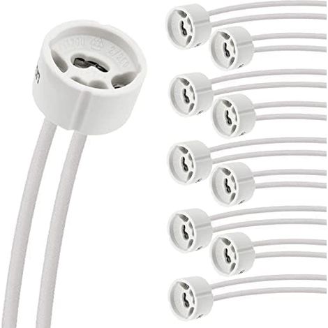 GU10 Sockel mit Kabel für LED- und Halogenlampen GU10 Einbaurahmen, 230V LED Lampenhalter Solide Keramik Sockel mit Silikon geschütztem CSA Kabel, Pack von 20