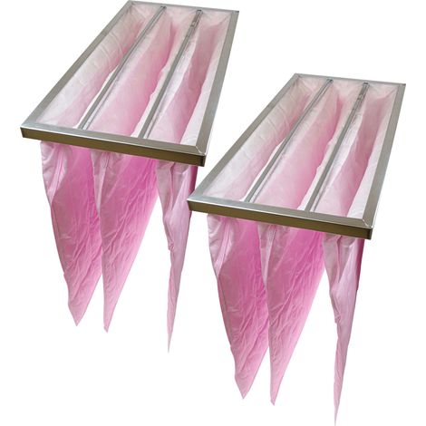 vhbw 2x Taschenfilter für Klima- und Lüftungsanlagen - Filter F7, 28,7 x 59,2 x 60 cm, Rosa