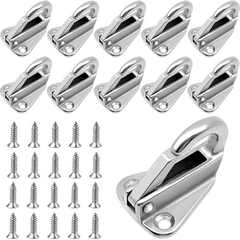 10er-Pack Doppelloch-Planenhaken aus Edelstahl mit 20 Schrauben, geeignet für Anhängernetze, Ladungssicherungsnetze und Planen-Metallhaken