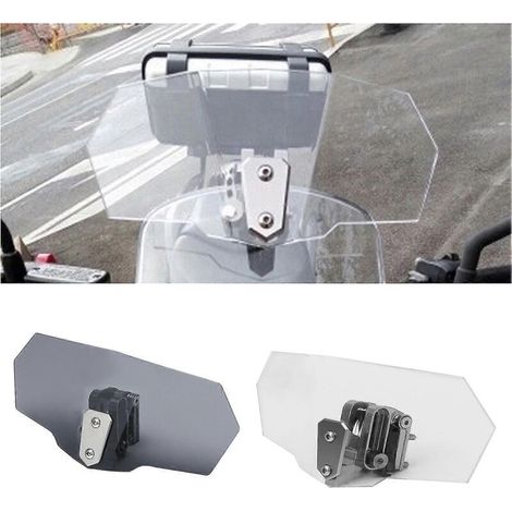 Extension de pare-brise universelle pour moto Extension de pare-brise réglable à clipser Compatible avec les déflecteurs d'air de pare-brise Spoiler Air - Gris clair (1/5)
