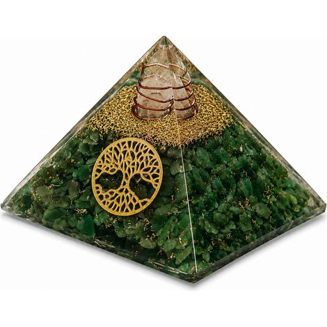 Pyramide orgonite en aventurine avec arbre de vie 5 cm
