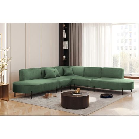 Ecksofa Designersofa VALENCIA Stoff Scala Forest Universal (1/2)