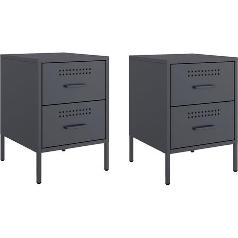 Lot de 2 tables de chevet avec tiroirs 36 x 39 x 50,5 cm acier anthracite DEC034826