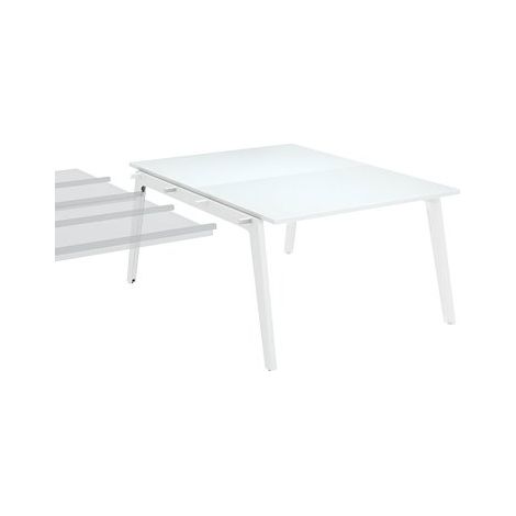 Pôle de 2 bureaux suivants blanc piètement blanc RAL 9010 + goulotte L 120 cm - Exprim - Maxiburo