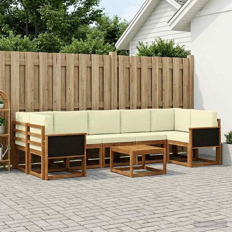 vidaXL Outdoor-Sofagarnitur mit Kissen 6 pcs Natur und Creme (1/5)