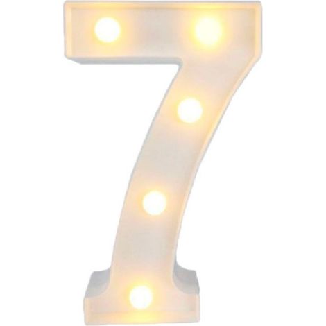 TrAdE Shop Traesio - Numero 7 Luminoso Con Luci Led A Batteria Decorazioni Per La Casa Dim. 22 Cm - (1/2)