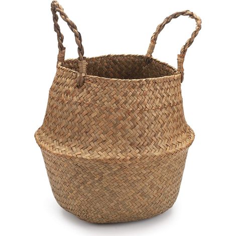 Panier En Osier - 18 X 20 X 16 Cm - Rangement Multifonctionnel Pour Vêtements Jouets Fruits Ou Cache-Pot - Pliable Et Tissé À La Main - 1 Pièce (1/5)