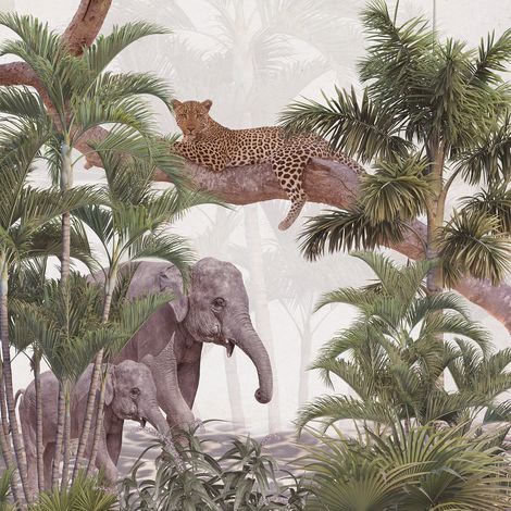 Papier peint panoramique - Animaux de la Jungle - 130 cm x 130 cm (1/2)