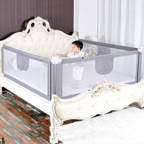 HSTURYZ 150 cm graues Babybettgitter – Sicherheit und Komfort für Baby und Eltern (1/5)