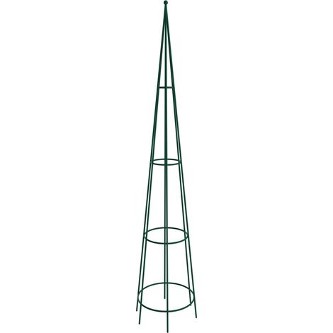 Cono di supporto per giardino, alto 150 cm, struttura in metallo resistente, verde scuro. (1/5)