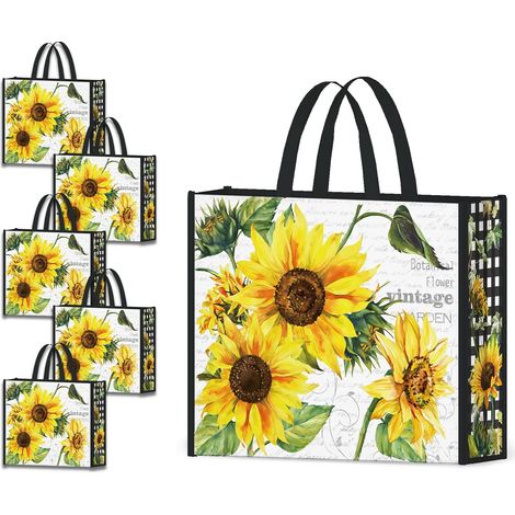 5 Pcs Tote Bag Reutilisable Sac Courses Cabas De Courses Lavables Grand Sac Caddie (1/5)