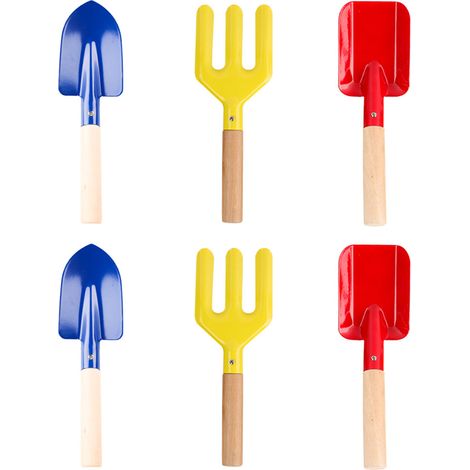 Outils De Jardin Enfants - Métal Renforcé Avec Manches En Bois - Pour Activités Extérieures Et Potager Familial - Lot De 4 (1/5)