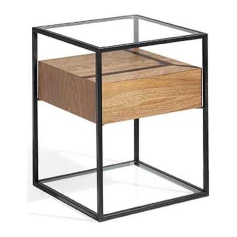Mesa auxiliar chapado en nogal Arlet, 43 x 43 x 54 cm (alto x ancho x alto) (1/4)