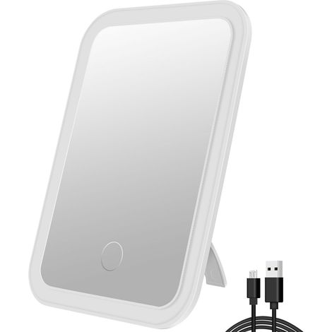 LED-Schminkspiegel mit Ständer, Zusatzbeleuchtung, Dimmer, tragbar für Schlafzimmer, Schreibtisch, Reisen, Flurspiegel (1/5)