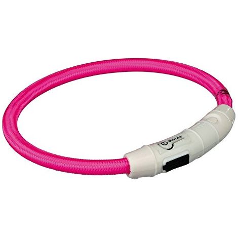 Flash light band USB, TPU/nylon, XS-S: 35 cm/ø 7 mm, pink (1/4)