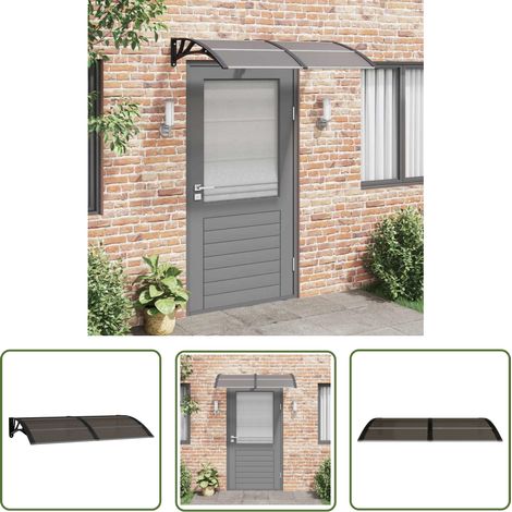 The Living Store Auvent de porte Noir 150x75 cm Polycarbonate - Auvent De Porte - Abri Porte - Protection Pluie - Store Extérieur - Couverture Porte (1/5)
