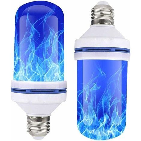 2Pcs LED E27 Ampoule Flamme Bleu vacillant, 4 Modes d'éclairage Flamme Effet Lumineux Ampoules pour Halloween Noël Accueil Hôtel Bar Party décoratif (1/4)