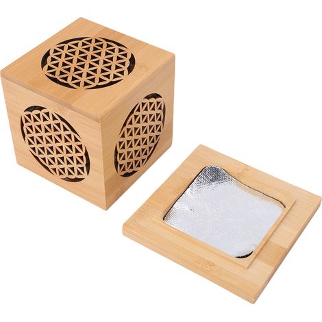 Räucherstäbchenbox aus Holz mit Sockel, hohl, dekorativer Duftspender, Behälter in geometrischer Form mit Blumenmuster (1/5)