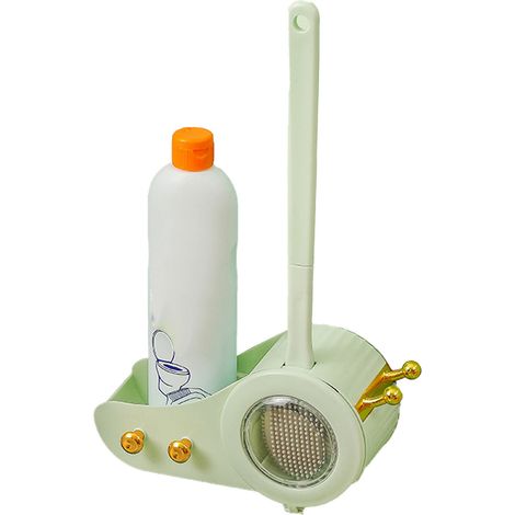 Ensemble brosse ventouse WC en forme d'escargot, brosse de nettoyage pour cuvette de toilettes en plastique à long manche, verte (1/5)