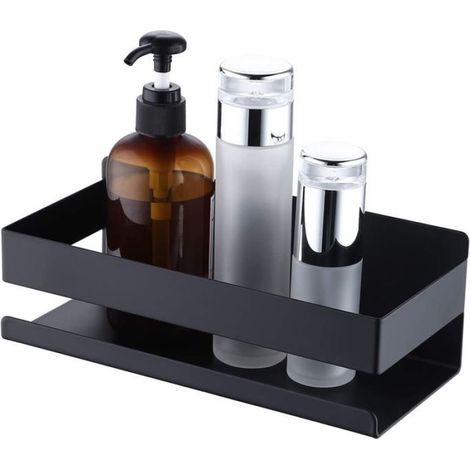 étagères murs de douche étagères étagères toilettes étagères de rangement en acier inoxydable noir (1/3)