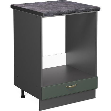 Herdumbauschrank Fame-Line, Grün-Gold Landhaus, 60 cm , AP Anthrazit, Vicco