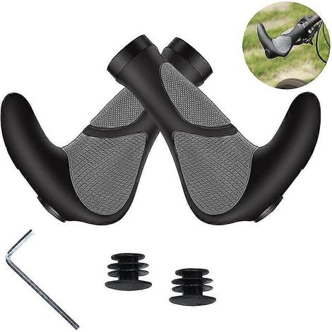 Hornlenkergriffe mit Geldämpfung, ergonomische Lenkerhörner aus rutschfestem Gummi, Fahrradgriffe für E-Bikes, Trekkingräder, Mountainbikes, Tourenräder