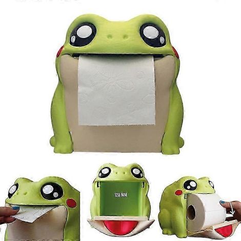 Distributeur de papier toilette grenouille, porte-papier toilette imprimé en 3D, support de rangement pour mouchoirs, porte-rouleau de serviette essuie-tout grenouille à rabat (1/5)