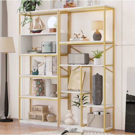 Mobile libreria in metallo e MDF 160x29,5x180 cm OKMYHOME (1/5)