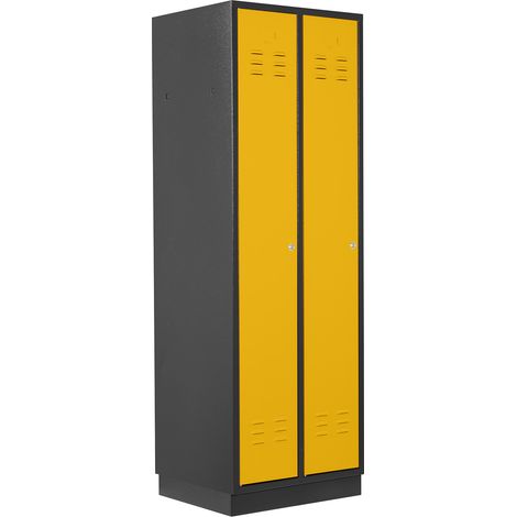 ADB Umkleideschrank / Spind 2-türig, RAL 7016/1021, Anthrazit / Gelb, 178x60x50cm (1/5)