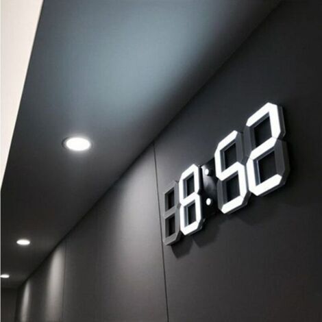Choyclit – Horloge murale numérique LED 23x9cm – Alarme avec fonction snooze – Affichage date et température – Luminosité réglable