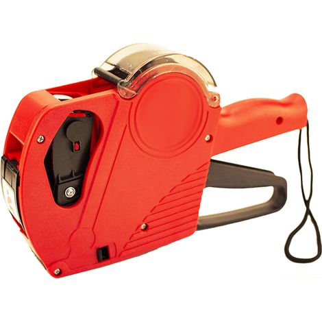 Étiqueteuse manuelle 8 chiffres avec capot, rouge, robuste et pratique, confortable en main, machine à étiqueter les prix. (1/5)