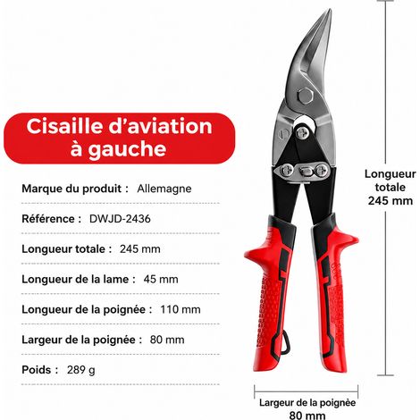 Cisaille aviation coupe à gauche Delixi acier chrome-molybdène CR-V poli coupe-tôle 35 × 10 × 3 cm 600 g – Livraison gratuite
