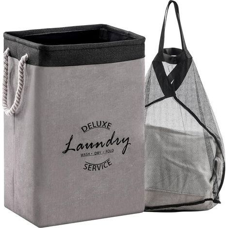 Paniers à Linge, Corbeille à linge, Pliable Panier à Linge avec Poignées, avec Sac amovible et lavable, 72L, Panier Linge Sale, Bac à Linge, Portable, Rangement Vêtements, 30x40x60cm, Noir (1/5)